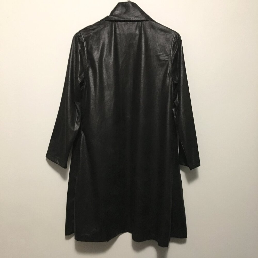 Gilmour Vancouver Long Black Shiny Y2K Cyberpunk Open Cardigan - Picture 3 of 16